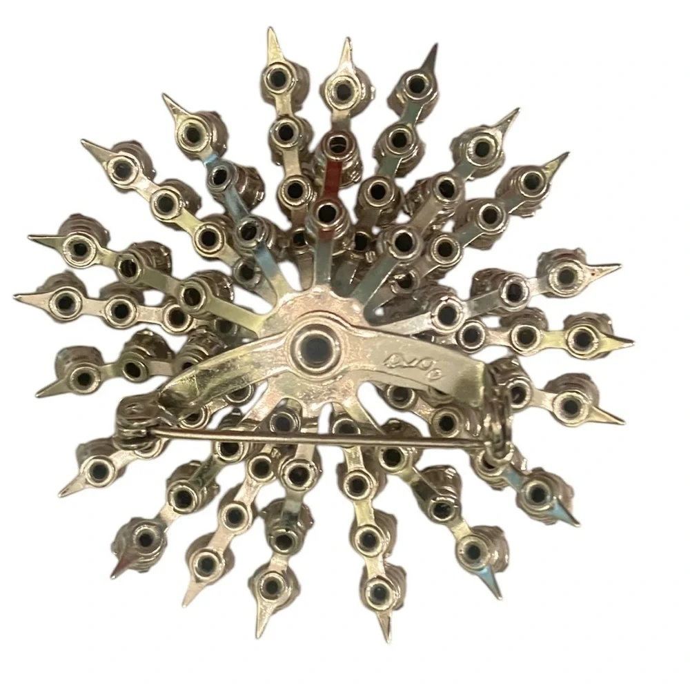 Vintage Coro clear rhinestone crystal starburst brooch marked